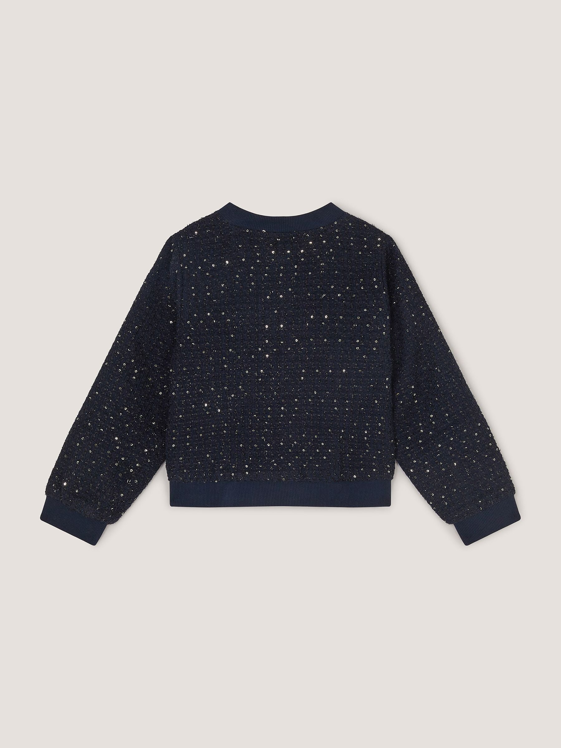 Dsiney Kidz - Monsoon Blue Sequin Unicorn Woven Bomber Jacket image 3
