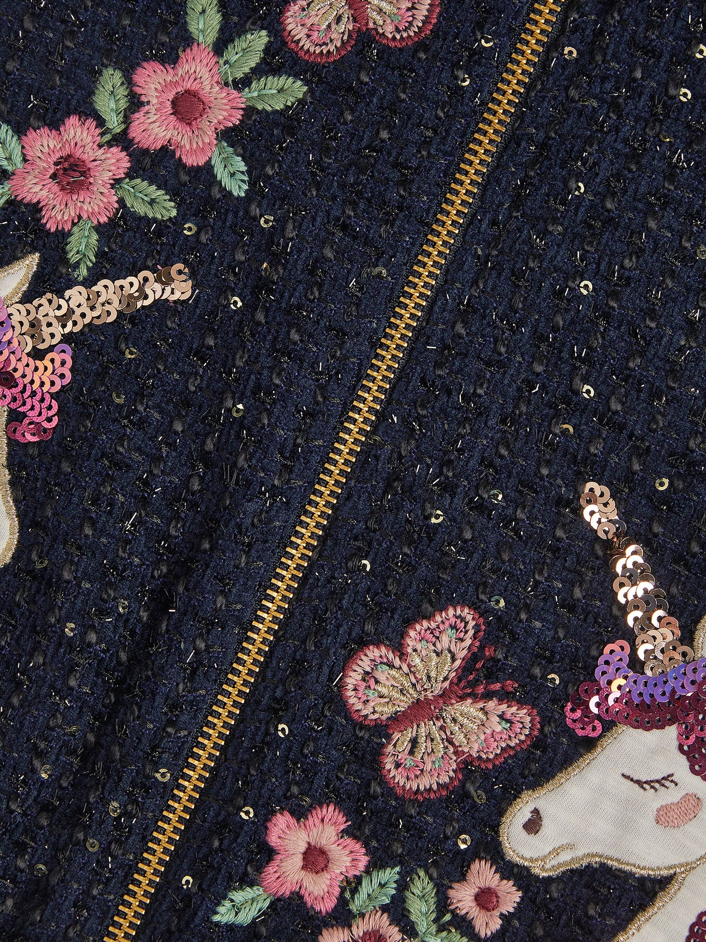 Dsiney Kidz - Monsoon Blue Sequin Unicorn Woven Bomber Jacket image 4
