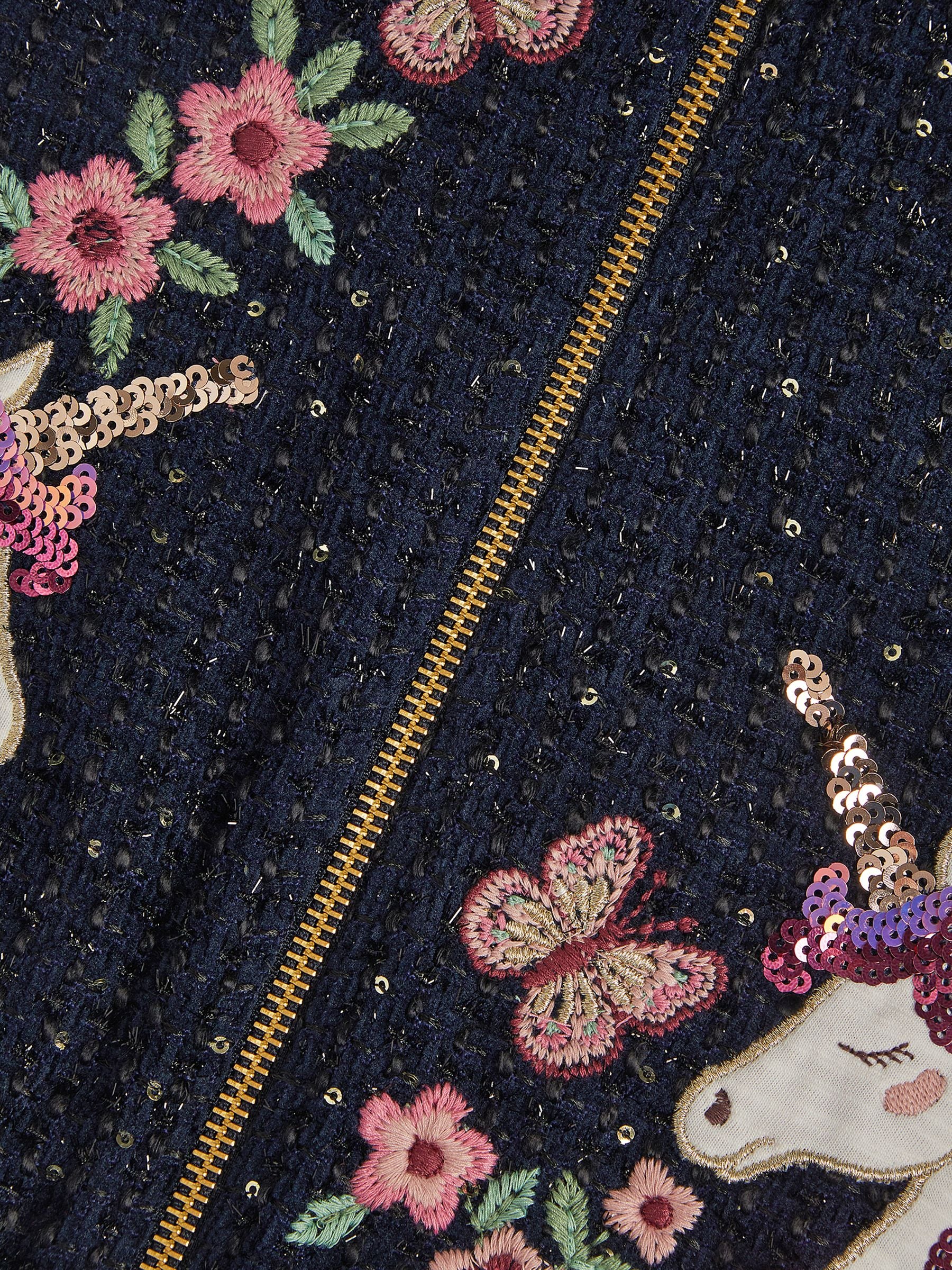 Dsiney Kidz - Monsoon Blue Sequin Unicorn Woven Bomber Jacket image 4