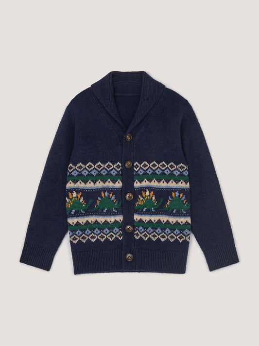 Monsoon Blue Dinosaur Fair Isle Cardigan - image 1