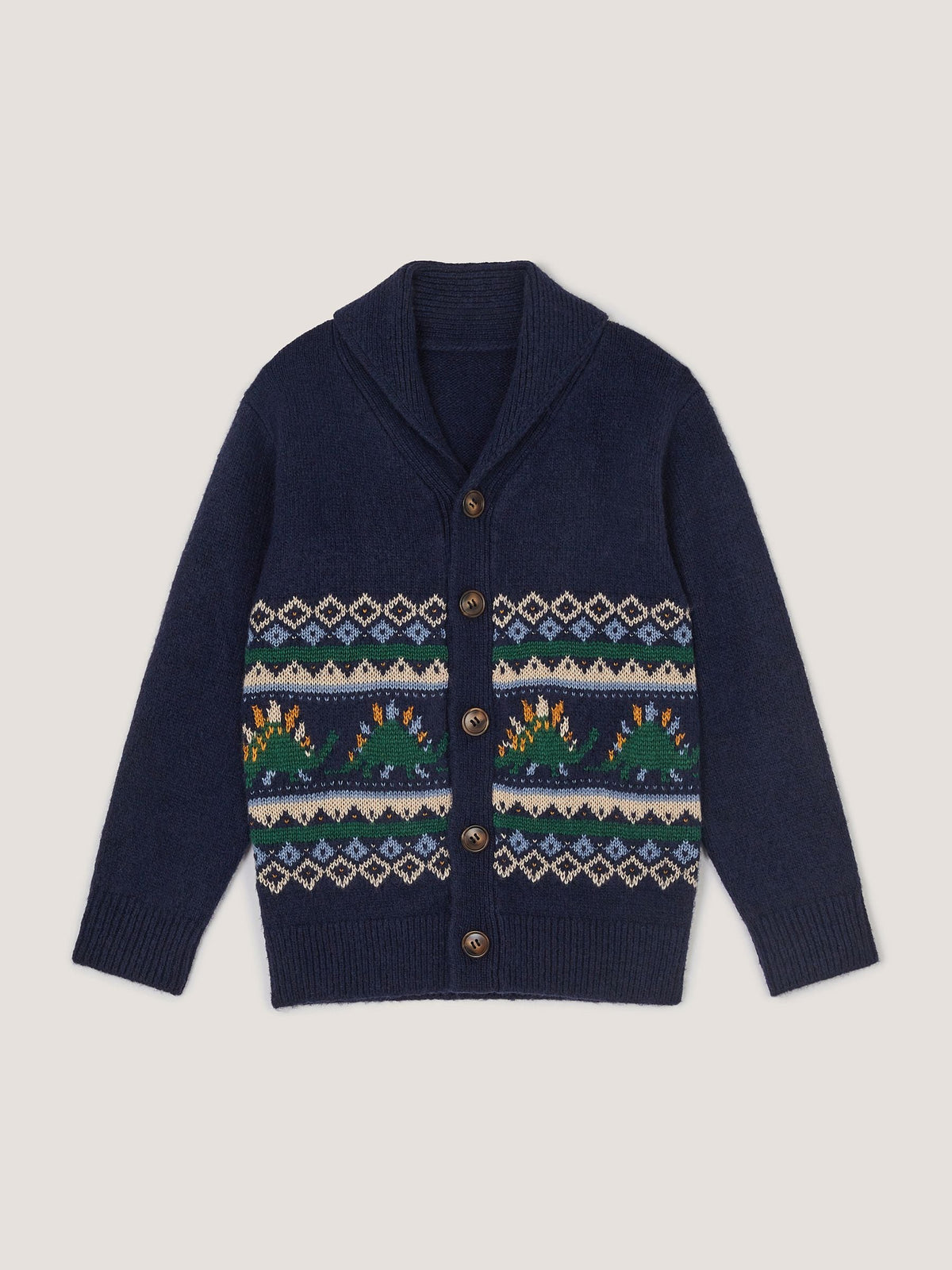 Monsoon Blue Dinosaur Fair Isle Cardigan - image 1