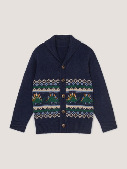 Monsoon Blue Dinosaur Fair Isle Cardigan - image 1