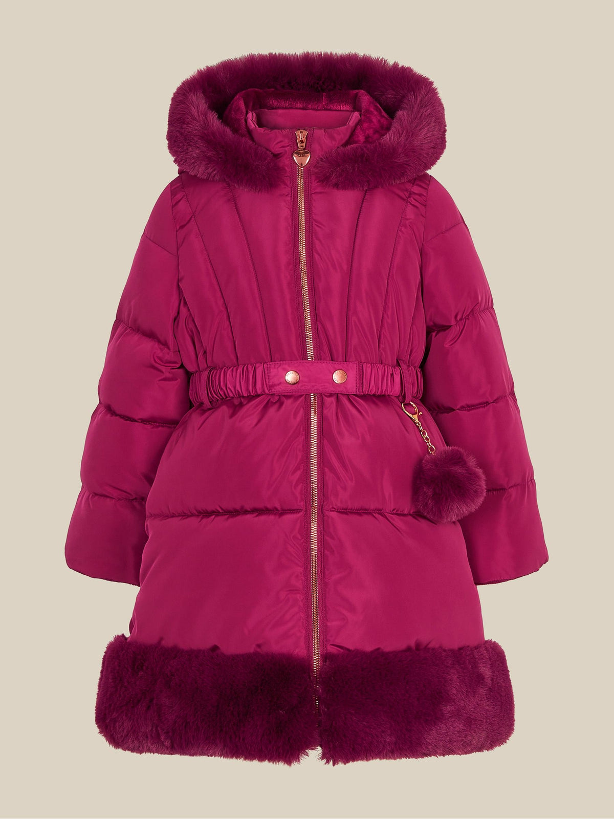 Monsoon Red Faux Fur Padded Coat - image 1
