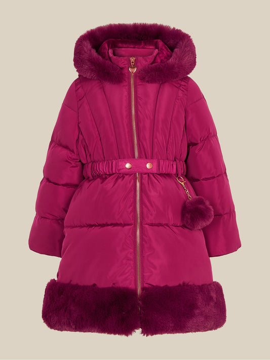 Monsoon Red Faux Fur Padded Coat - image 1