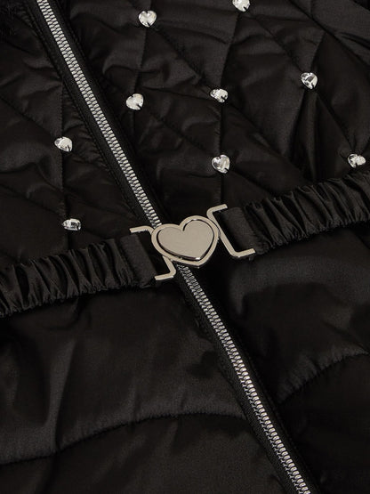 Monsoon Black Diamanté Padded Faux Fur Coat - image 2
