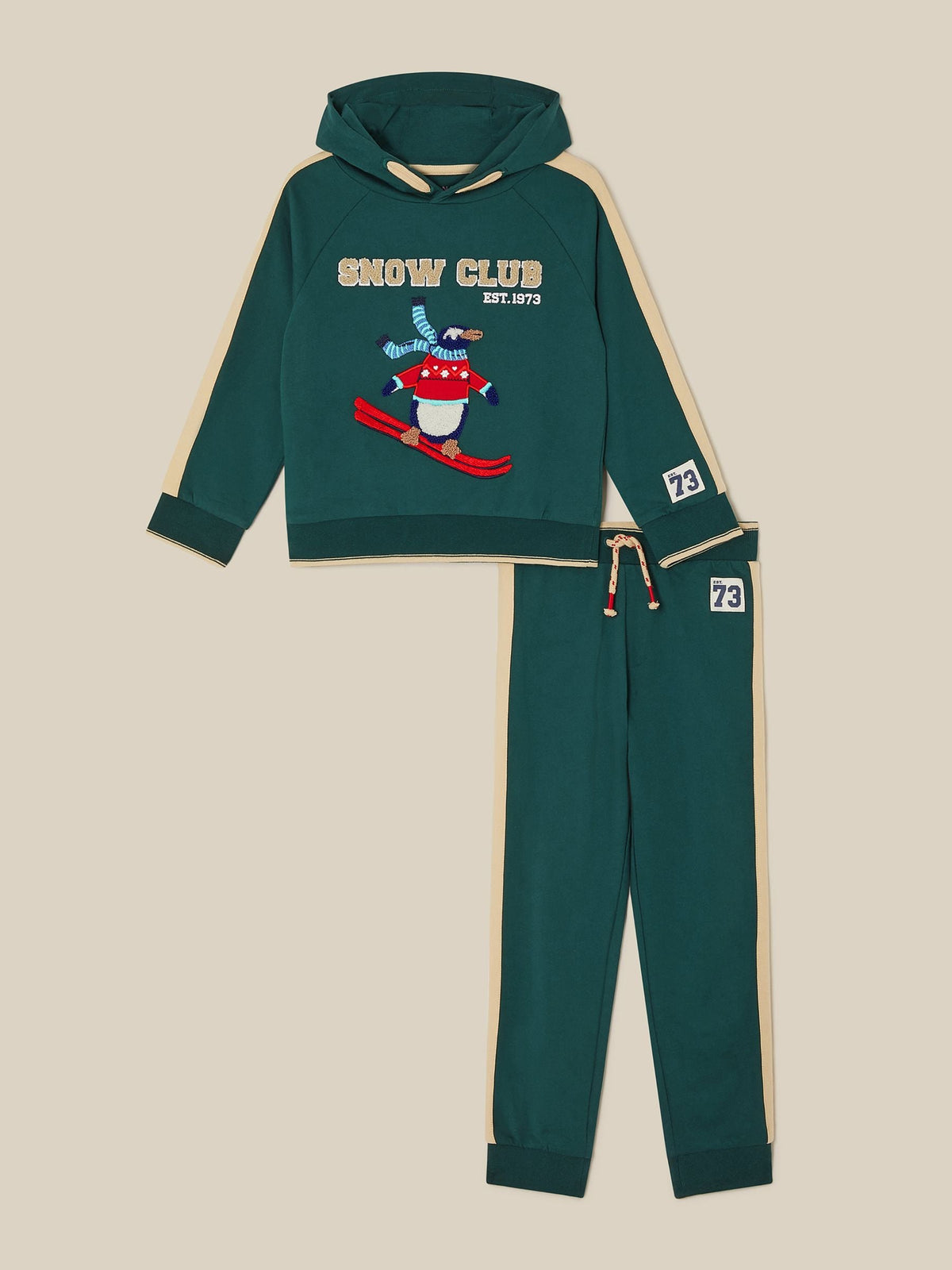 Monsoon Green Snow Club Penguin Hoodie & Joggers Set - image 1