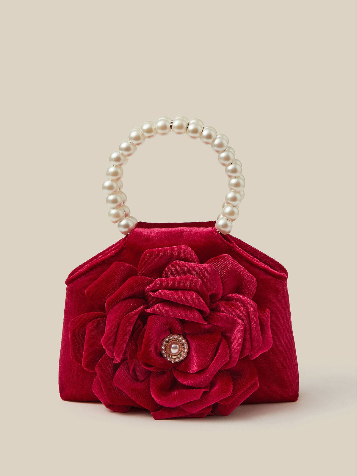 Monsoon Red Leila Rose Velvet Bag - image 1
