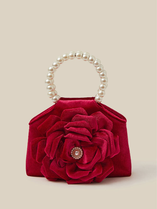 Monsoon Red Leila Rose Velvet Bag - image 1