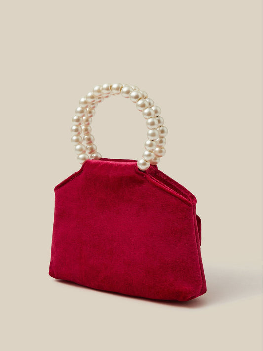 Monsoon Red Leila Rose Velvet Bag - image 2