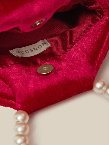 Monsoon Red Leila Rose Velvet Bag - image 3