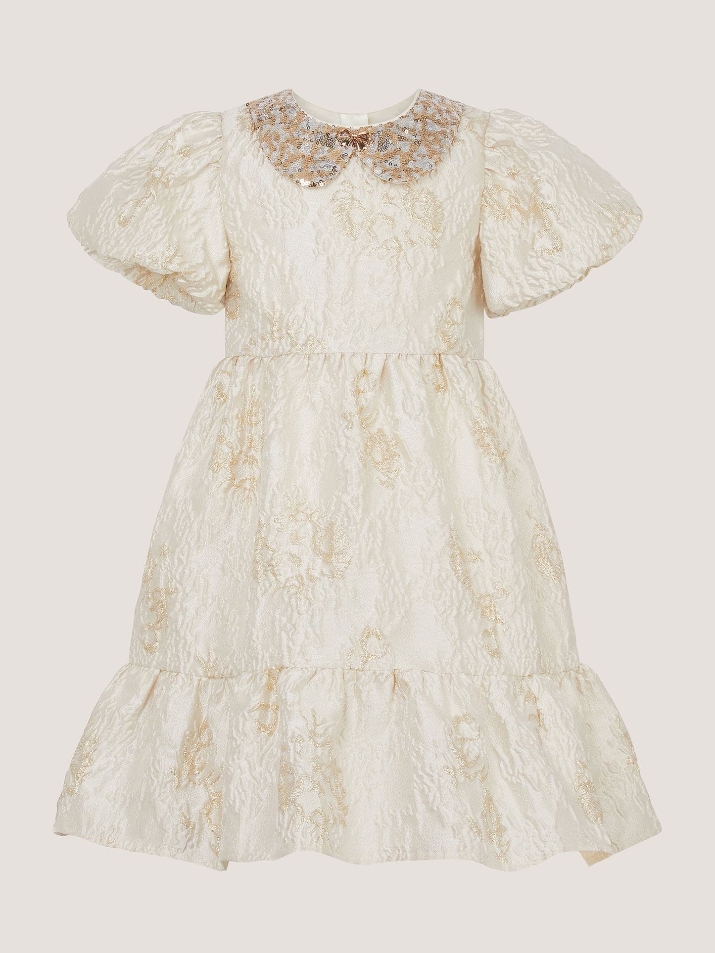 Dsiney Kidz - Monsoon Gold Josephine Puff Sleeve Jacquard Party Dress image 2