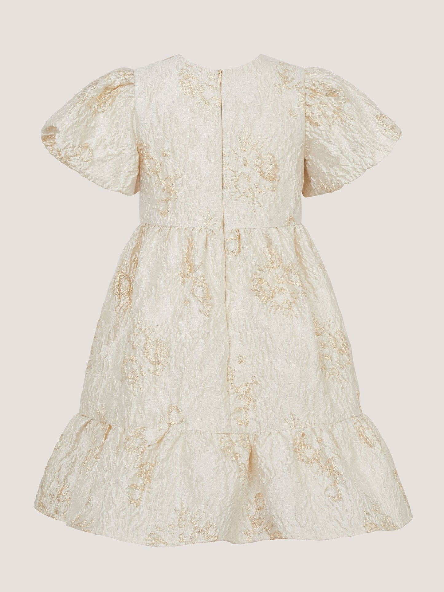 Dsiney Kidz - Monsoon Gold Josephine Puff Sleeve Jacquard Party Dress image 3