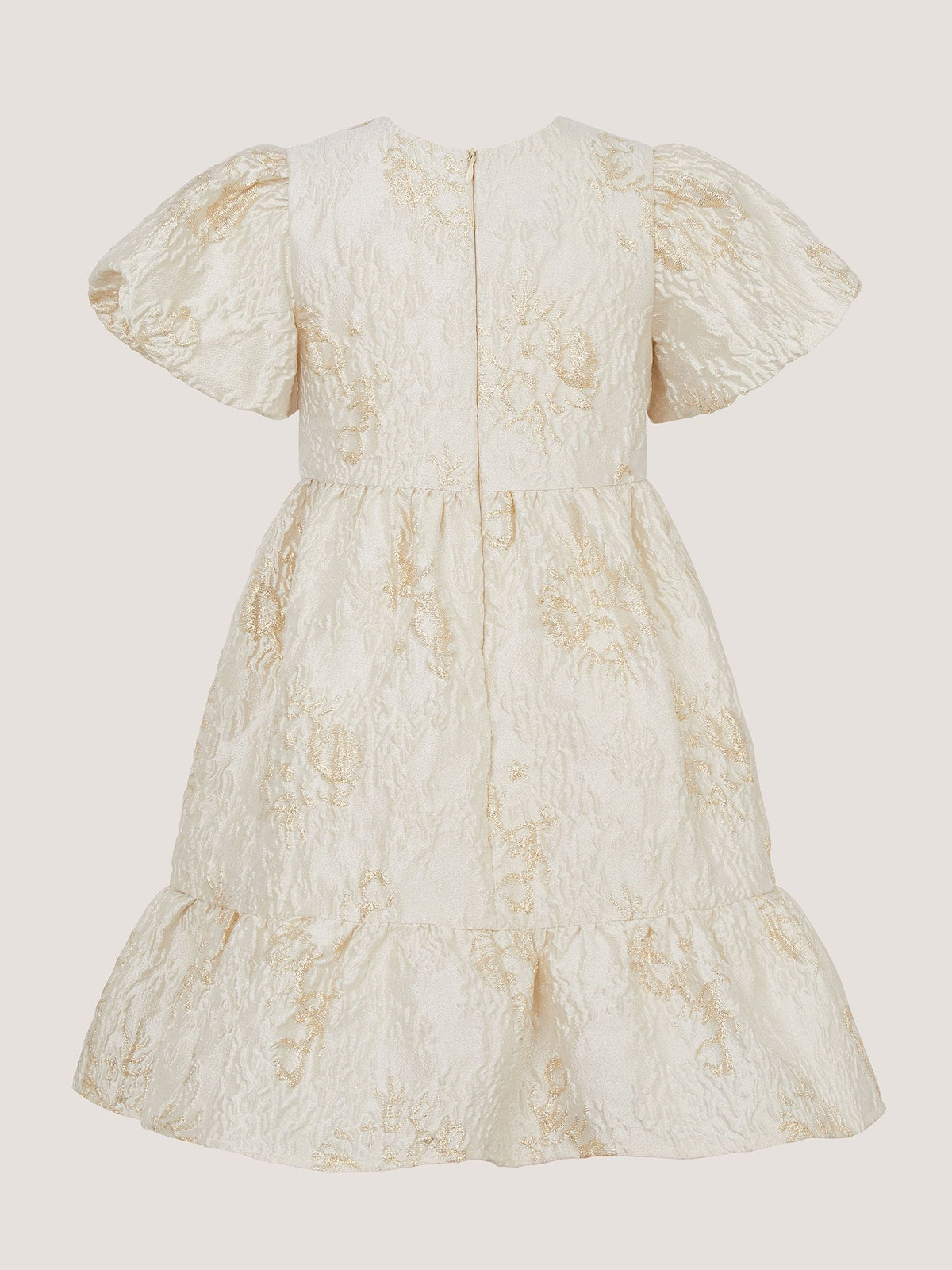 Dsiney Kidz - Monsoon Gold Josephine Puff Sleeve Jacquard Party Dress image 3