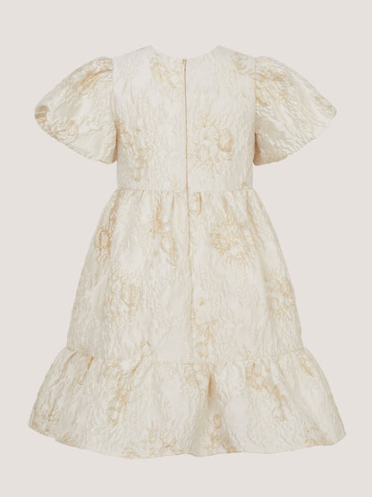 Dsiney Kidz - Monsoon Gold Josephine Puff Sleeve Jacquard Party Dress image 3