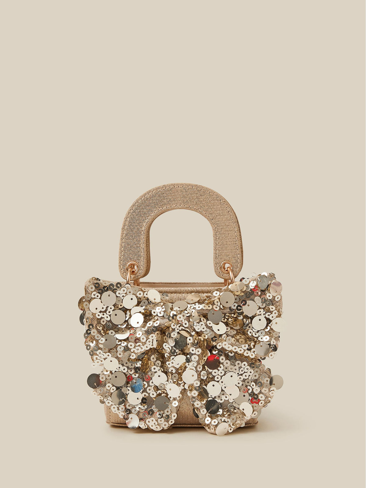 Monsoon Gold Sequin Bow Tote Bag - image 1
