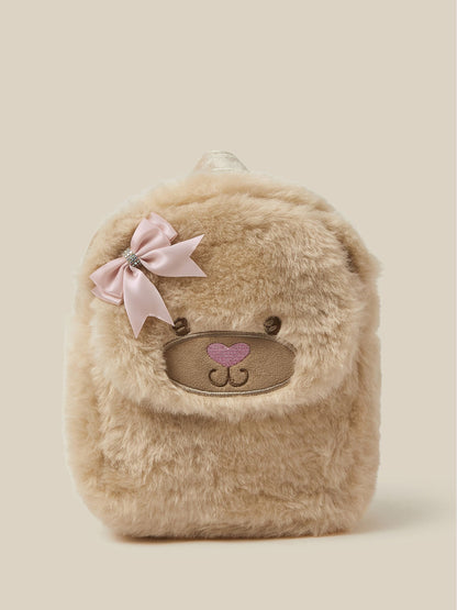 Monsoon Brown Fluffy Teddy Backpack - image 1