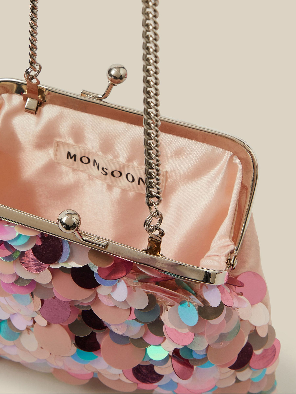 Monsoon Pink Sequin Clip Frame Bag - image 3