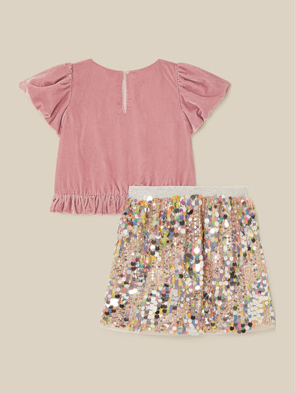 Monsoon Pink Zoe Velvet Top & Sequin Skirt Set - image 3
