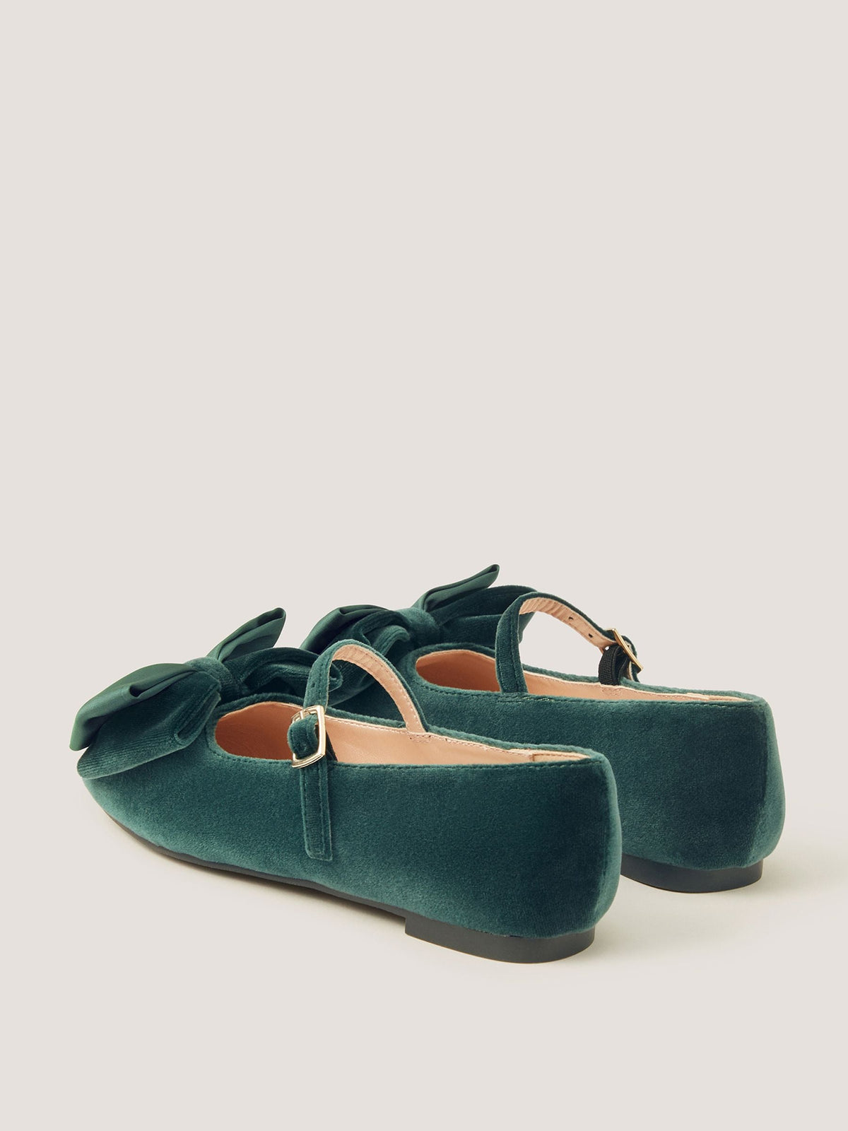 Dsiney Kidz - Monsoon Green Bow Velvet Ballet Flats image 3