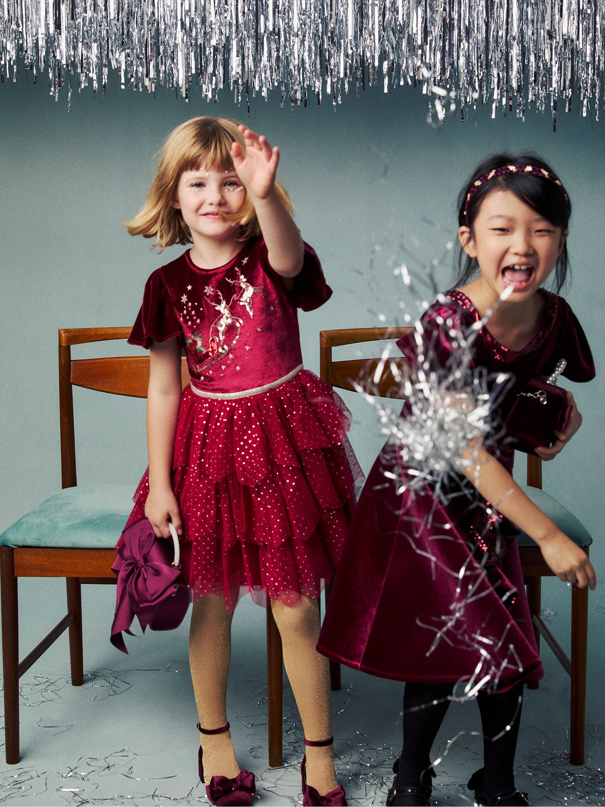 Monsoon Red Christmas Reindeer Disco Dress - image 1