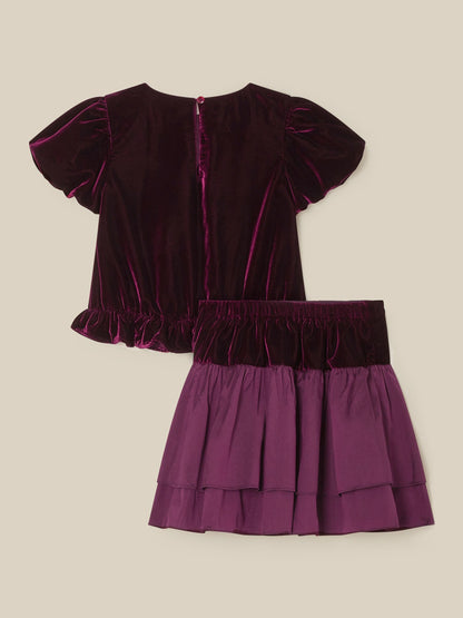Monsoon Purple Solana Velvet Taffeta Top & Skirt Set - image 2