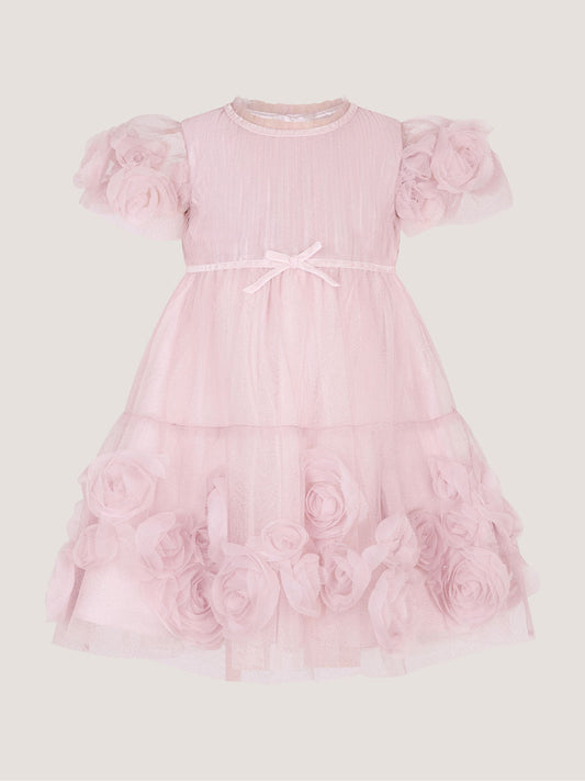 Dsiney Kidz - Monsoon Pink Baby Remi Rose Appliqué Glitter Party Dress image 1