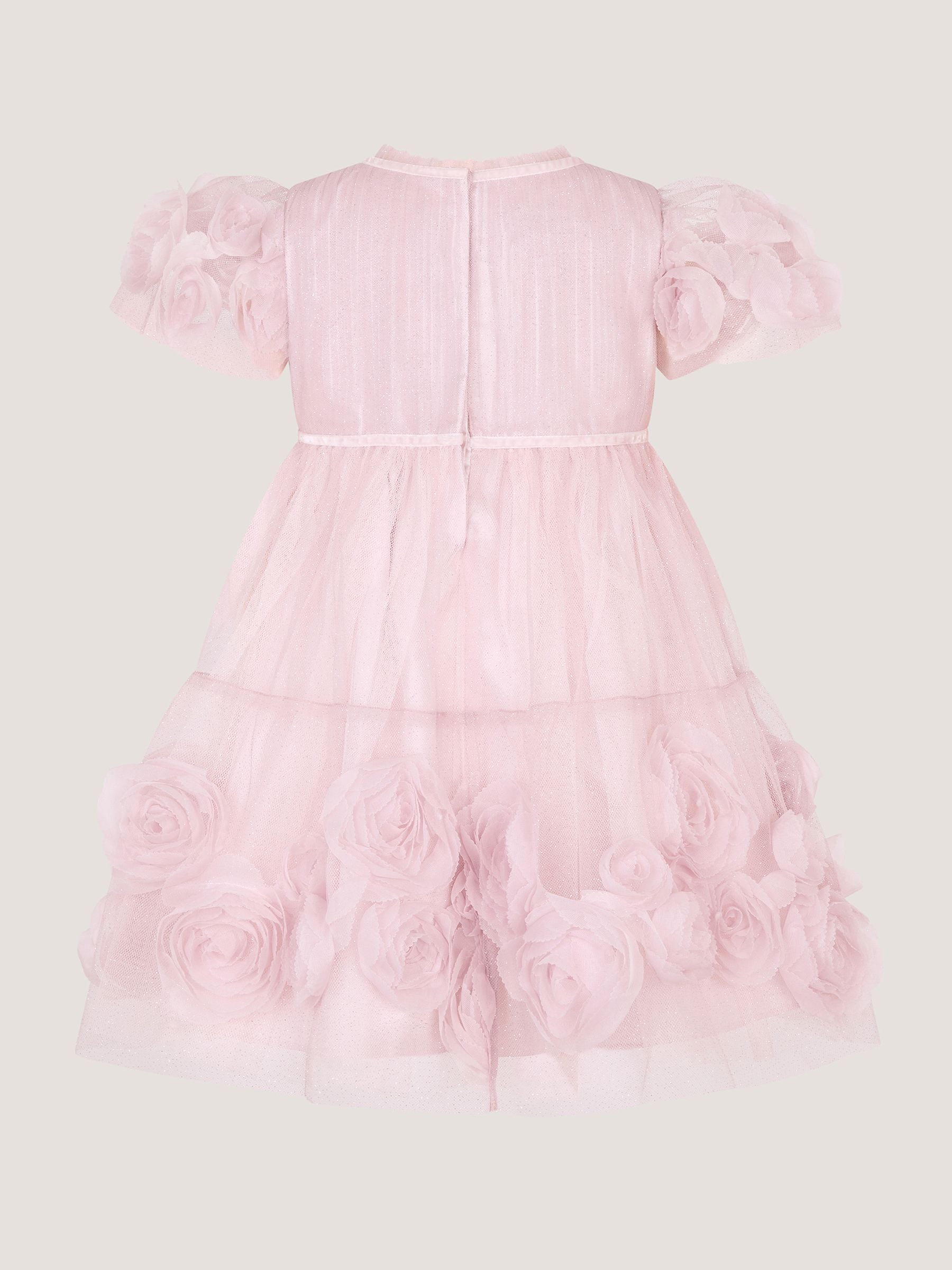 Dsiney Kidz - Monsoon Pink Baby Remi Rose Appliqué Glitter Party Dress image 2