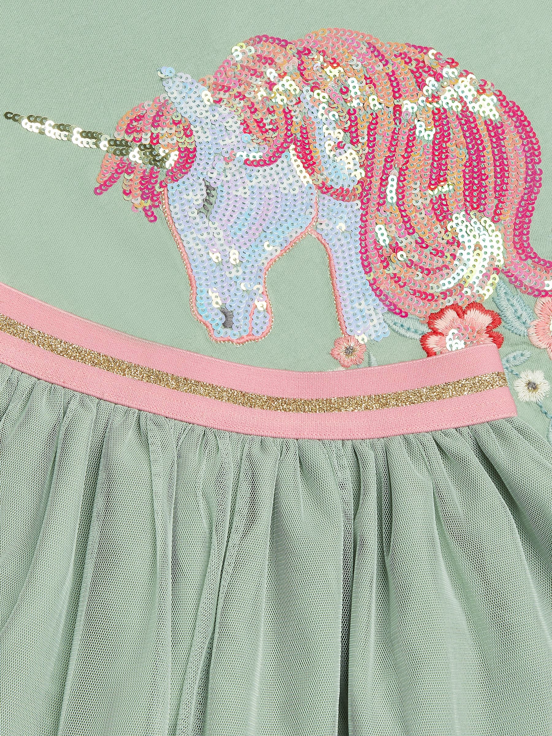 Dsiney Kidz - Monsoon Green Sequin Unicorn Top & Skirts Set image 3