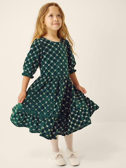 Dsiney Kidz - Monsoon Green Gracie Embellished Velvet Party Dress image 1