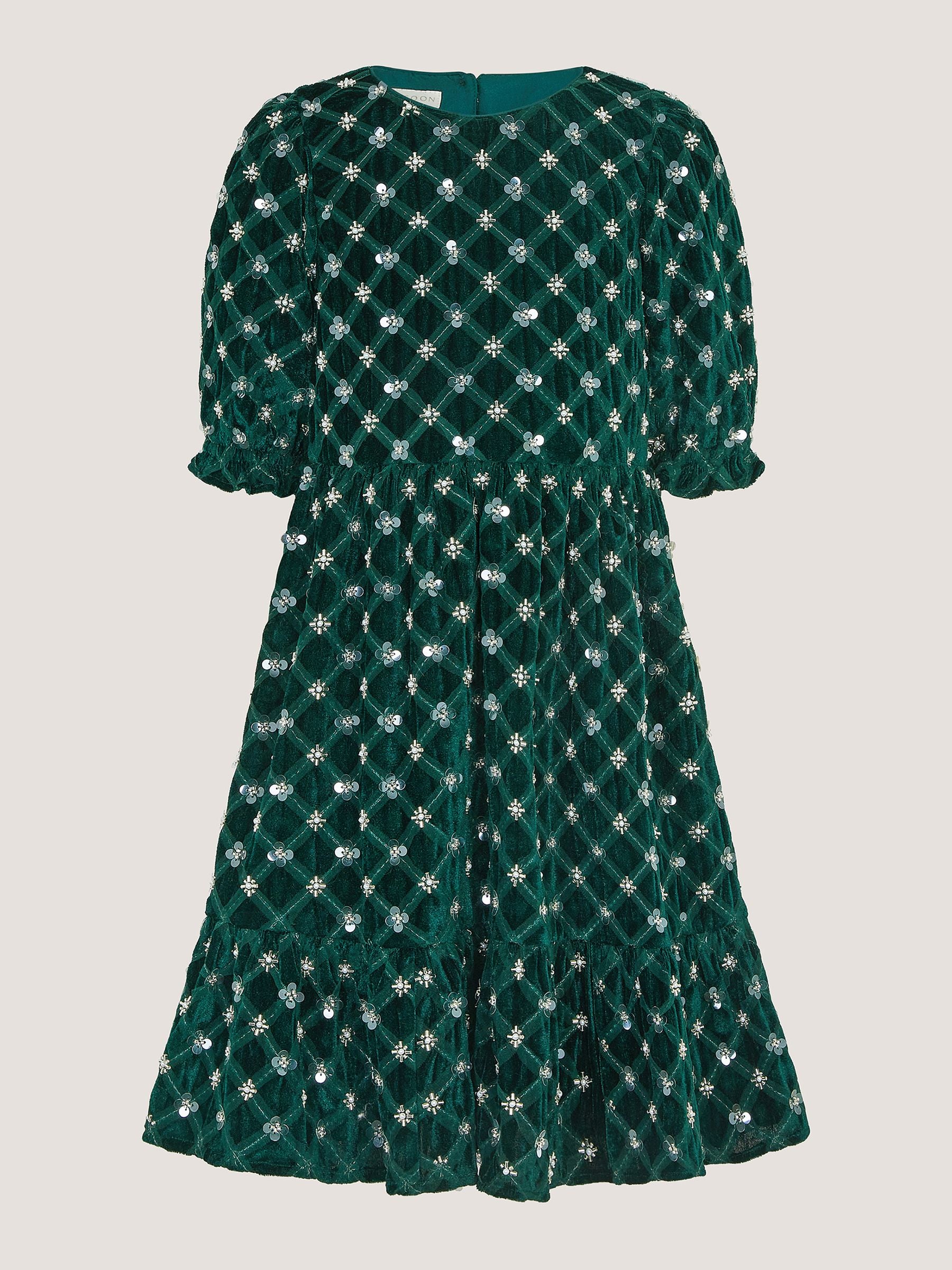 Dsiney Kidz - Monsoon Green Gracie Embellished Velvet Party Dress image 2