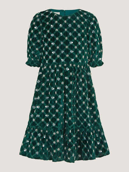 Dsiney Kidz - Monsoon Green Gracie Embellished Velvet Party Dress image 2