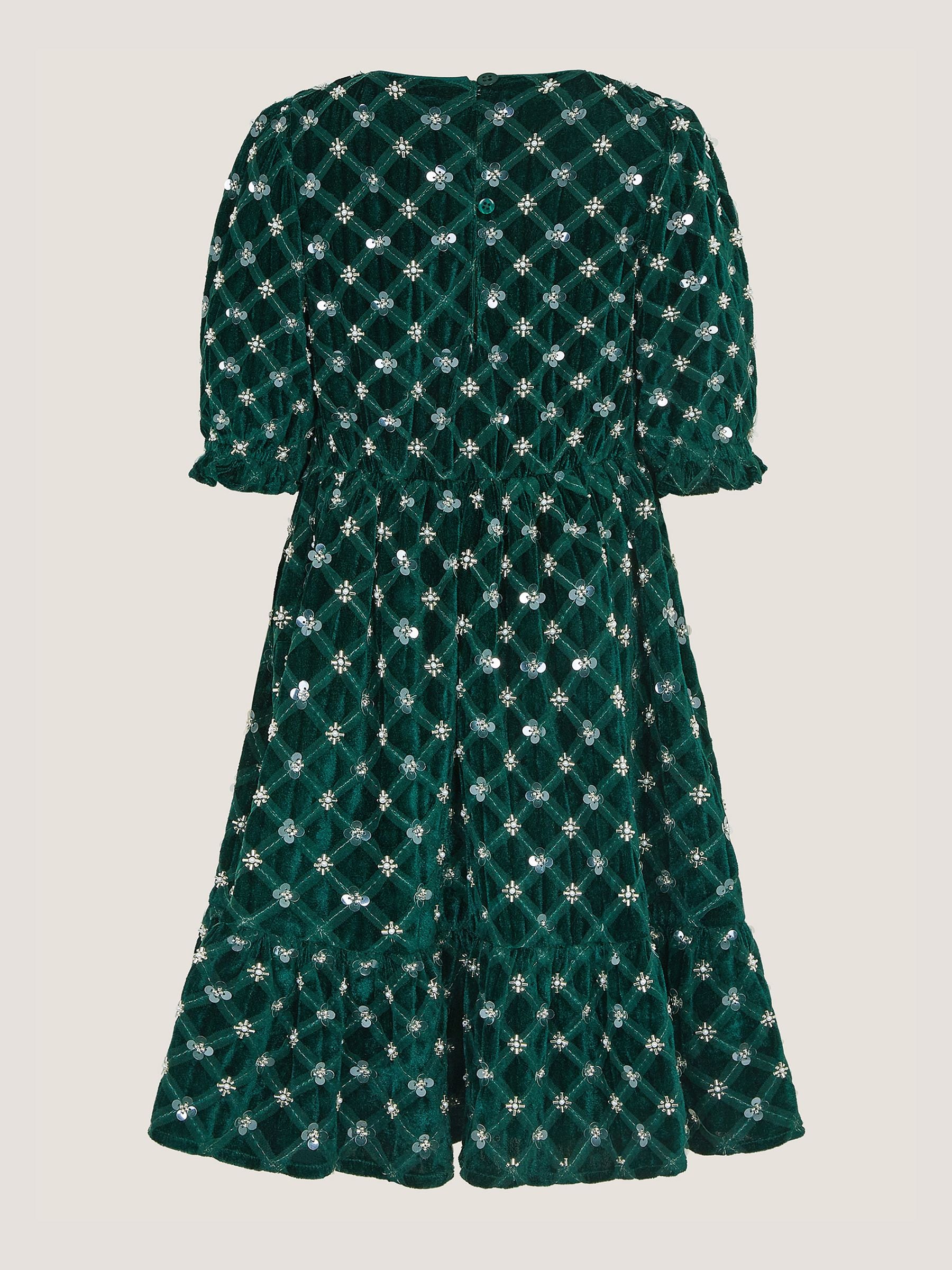 Dsiney Kidz - Monsoon Green Gracie Embellished Velvet Party Dress image 3