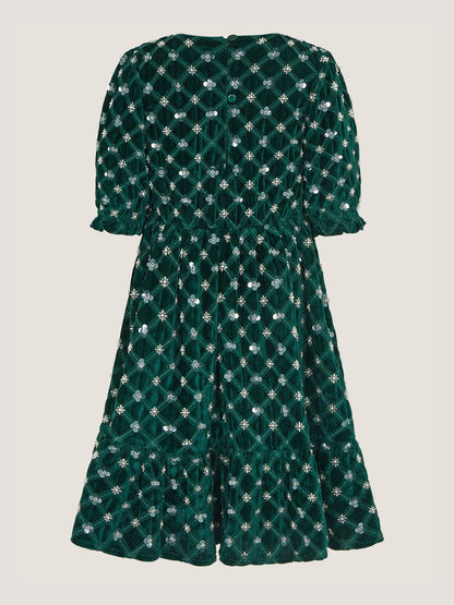 Dsiney Kidz - Monsoon Green Gracie Embellished Velvet Party Dress image 3