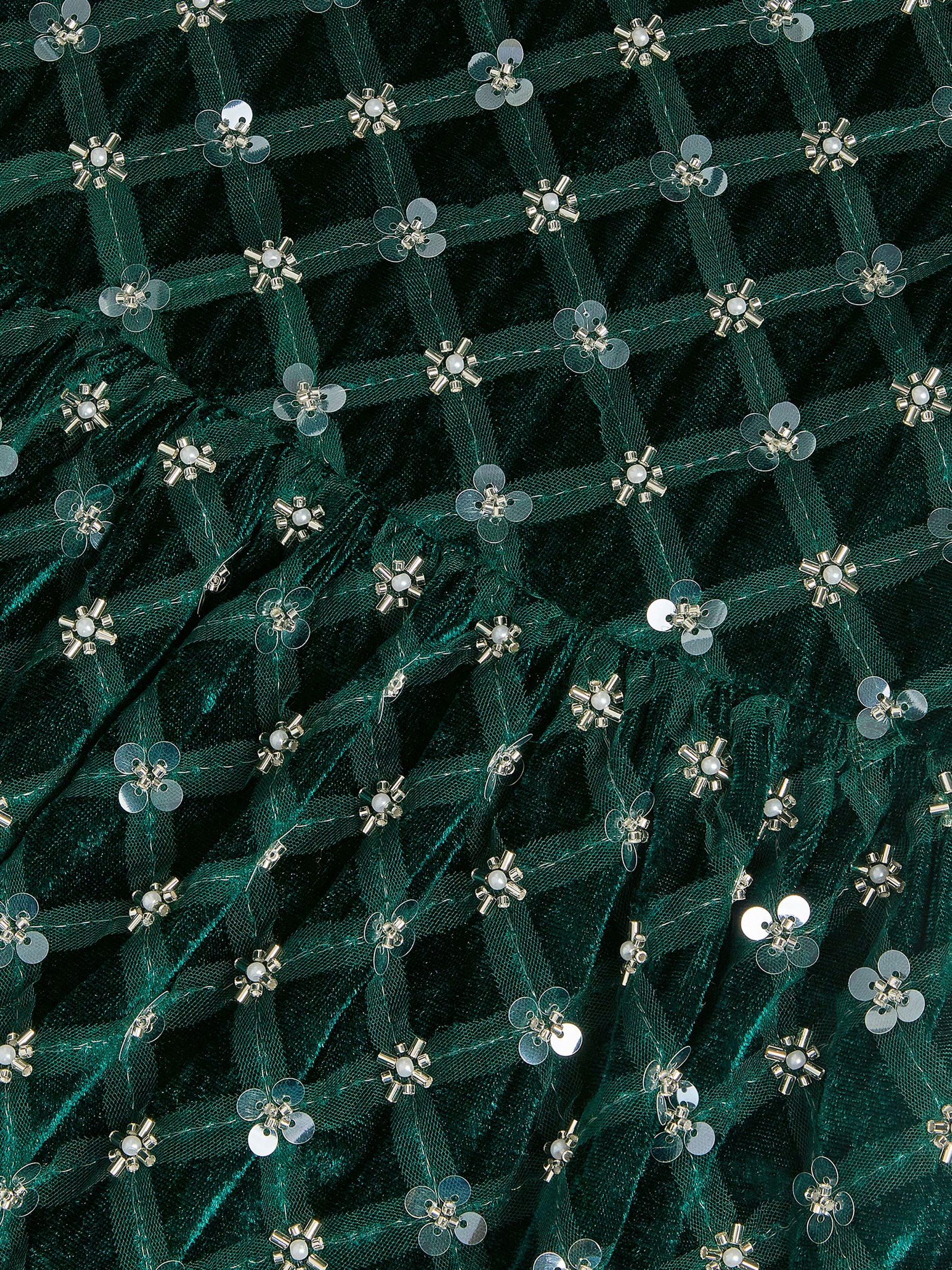 Dsiney Kidz - Monsoon Green Gracie Embellished Velvet Party Dress image 4