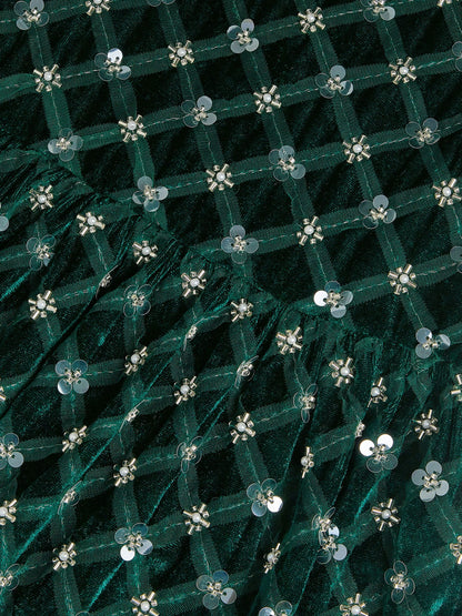 Dsiney Kidz - Monsoon Green Gracie Embellished Velvet Party Dress image 4