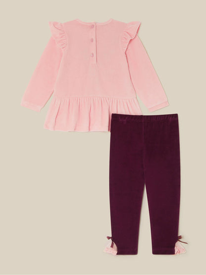 Monsoon Pink Baby Embellished Deer Top & Leggings Set - image 2