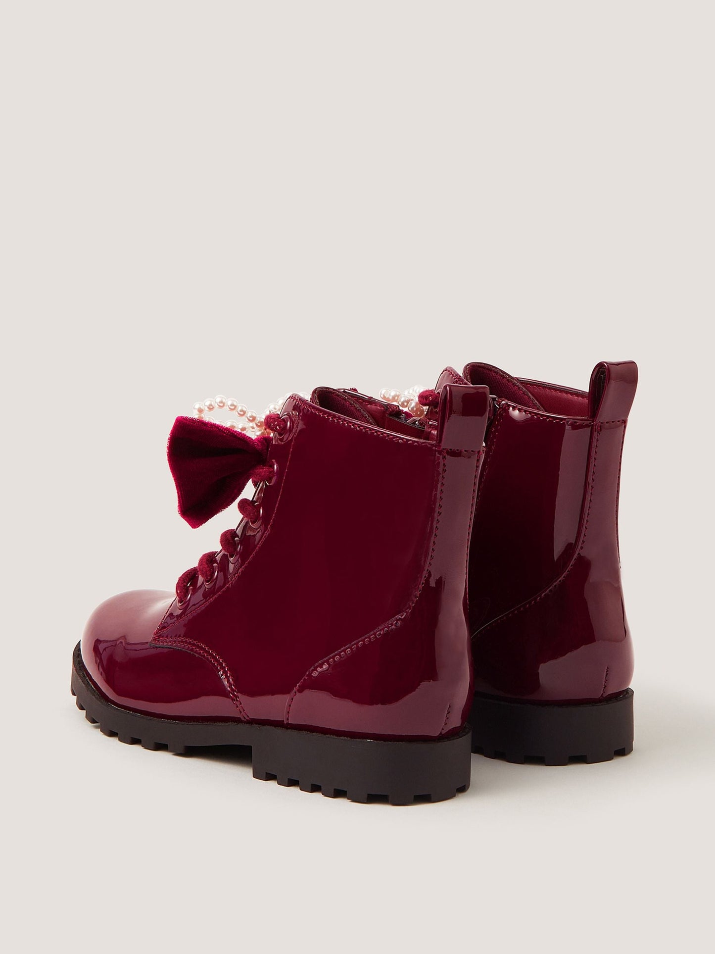 Dsiney Kidz - Monsoon Red Bow Patent Lace-Up Boots image 3