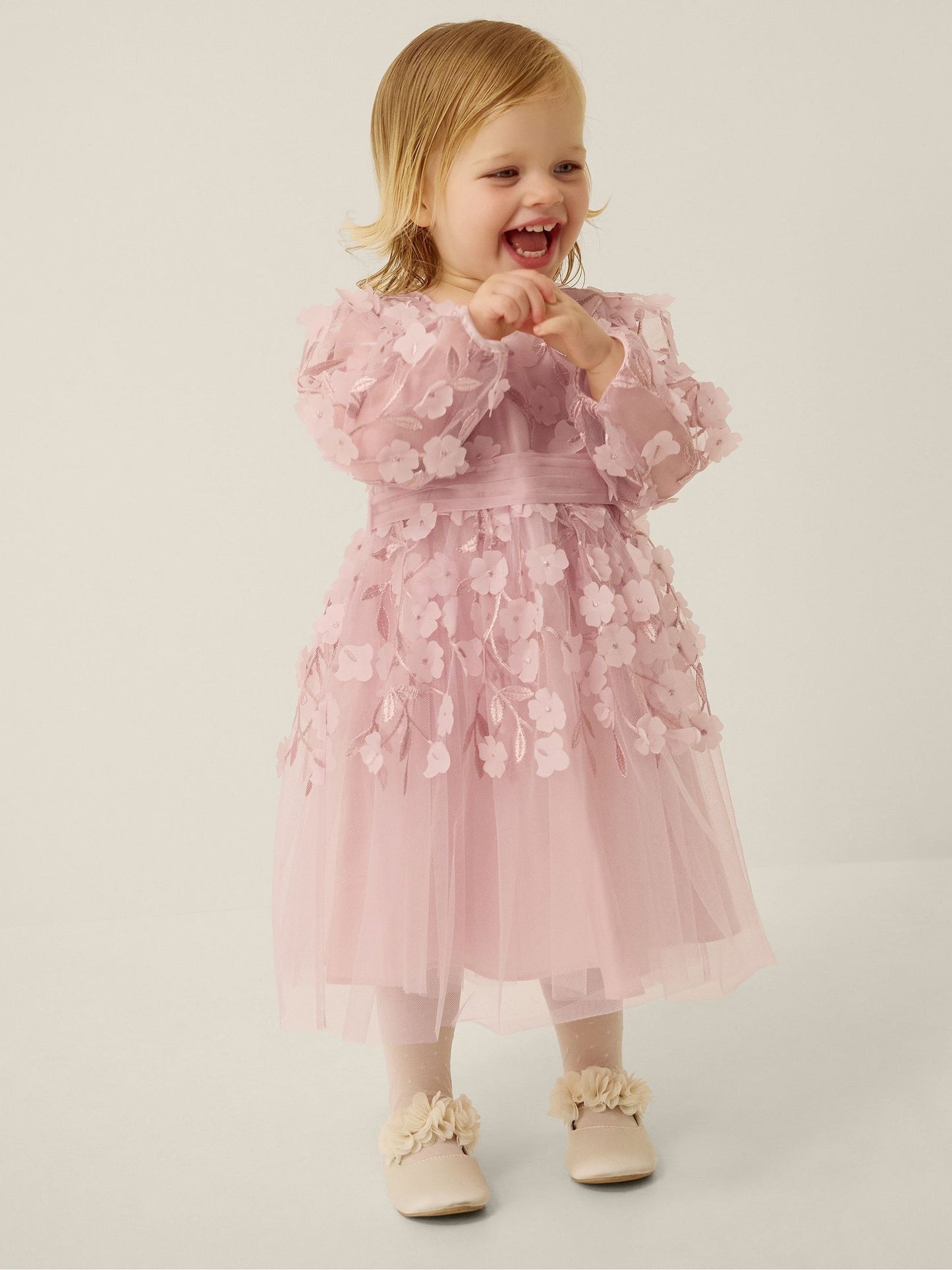 Dsiney Kidz - Monsoon Pink Baby Oona Floral Appliqué Party Dress image 1