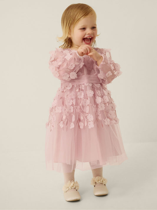 Dsiney Kidz - Monsoon Pink Baby Oona Floral Appliqué Party Dress image 1