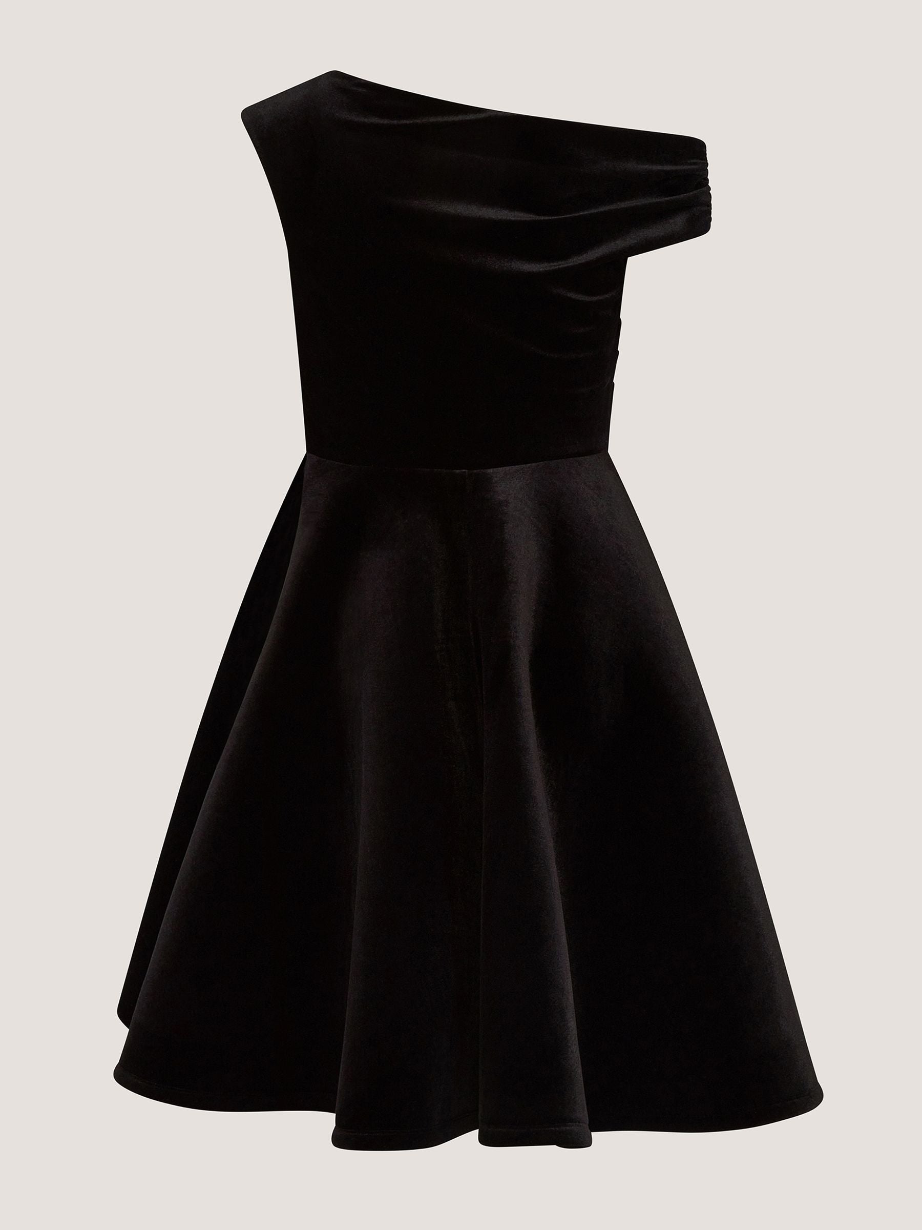 Dsiney Kidz - Monsoon Black One-Shoulder Velvet Skater Dress image 3
