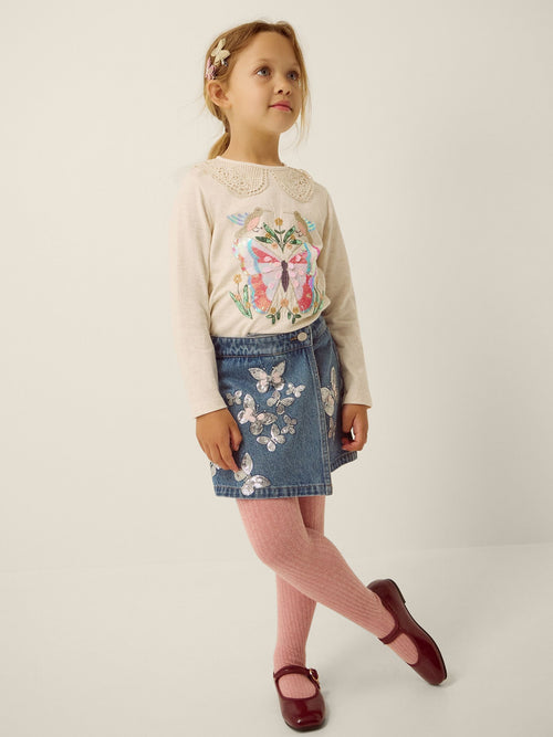 Dsiney Kidz - Monsoon Blue Butterfly Sequin Denim Skort image 1
