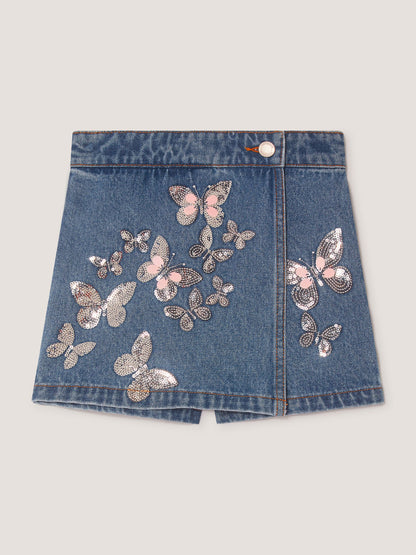 Dsiney Kidz - Monsoon Blue Butterfly Sequin Denim Skort image 2