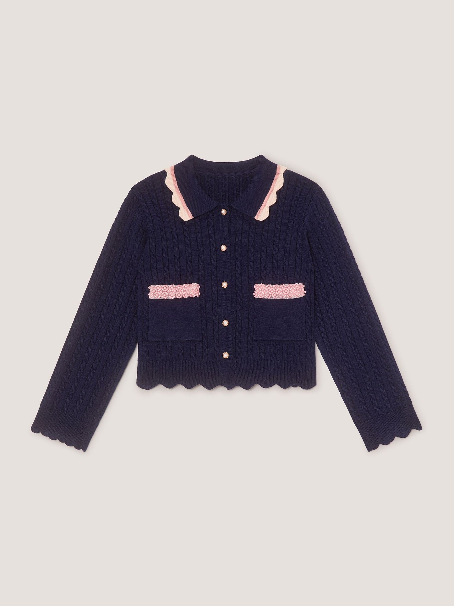 Dsiney Kidz - Monsoon Blue Embellished Cable Knit Cardigan image 2