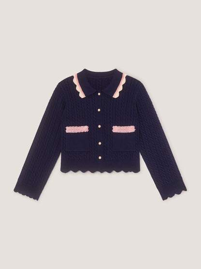 Dsiney Kidz - Monsoon Blue Embellished Cable Knit Cardigan image 2