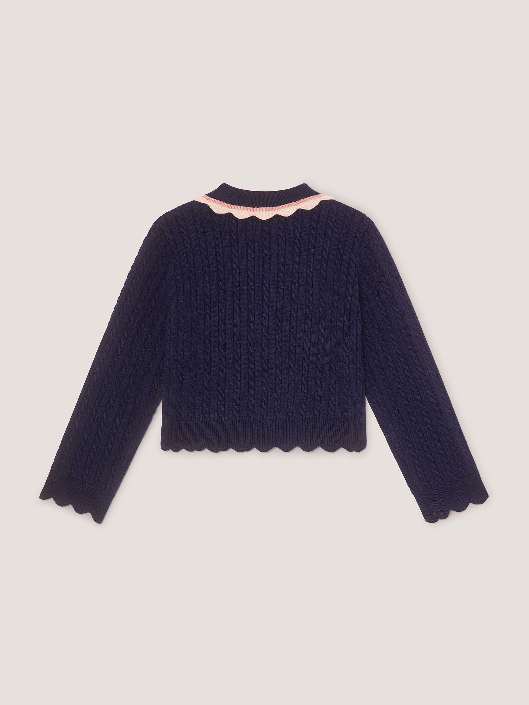 Dsiney Kidz - Monsoon Blue Embellished Cable Knit Cardigan image 3