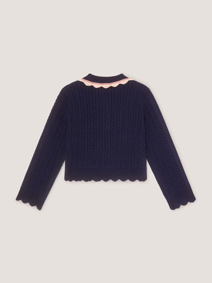 Dsiney Kidz - Monsoon Blue Embellished Cable Knit Cardigan image 3