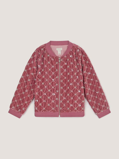 Dsiney Kidz - Monsoon Pink Gracie Embellished Velour Bomber Jacket image 1
