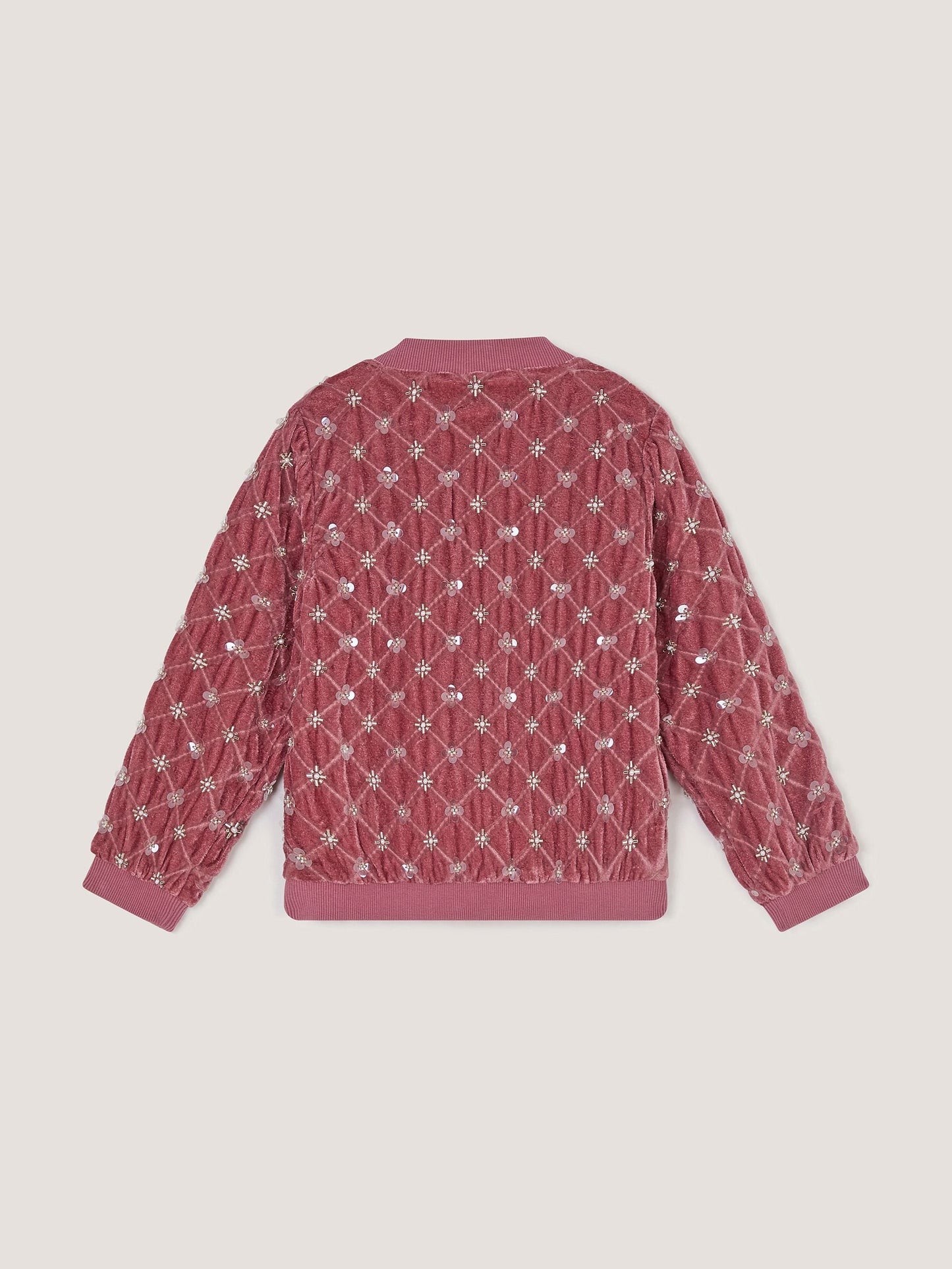 Dsiney Kidz - Monsoon Pink Gracie Embellished Velour Bomber Jacket image 2