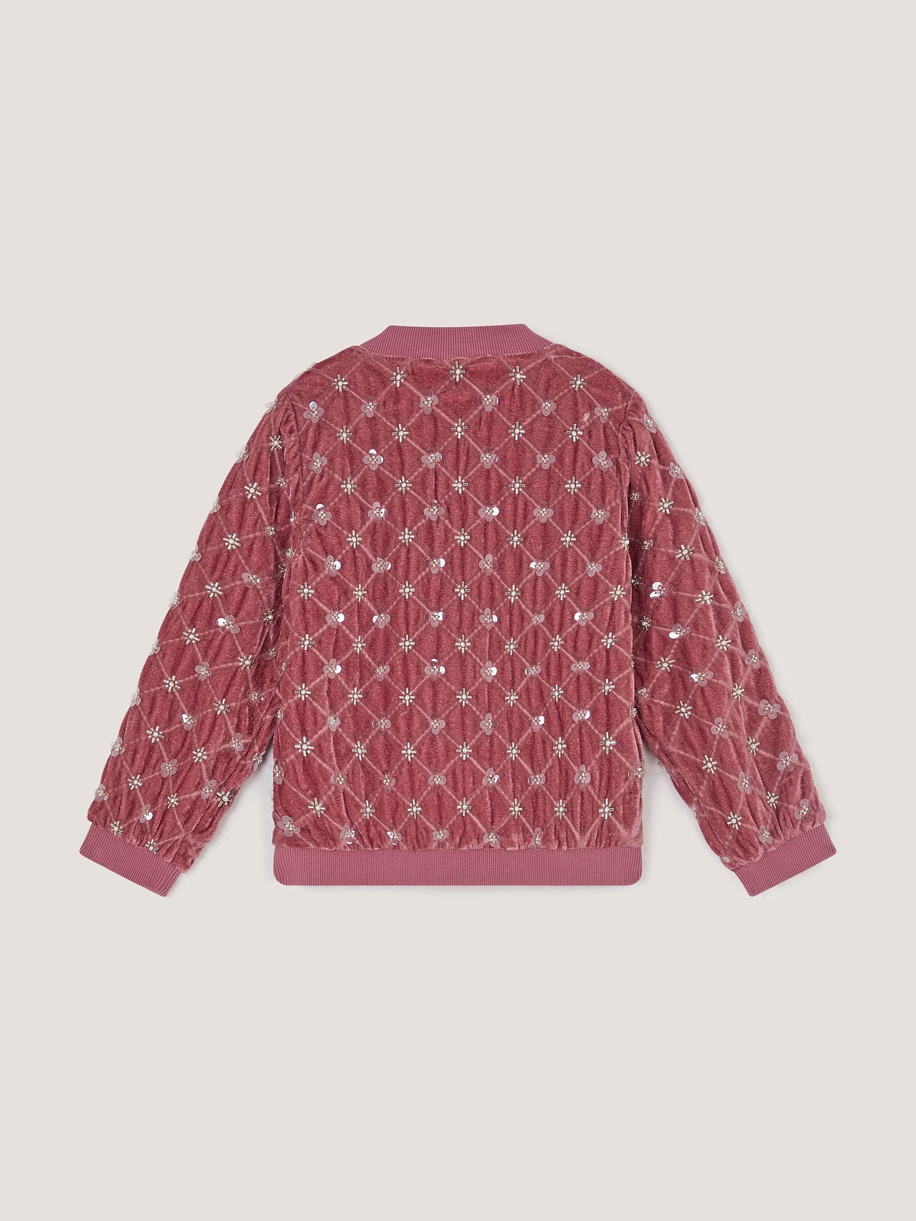 Dsiney Kidz - Monsoon Pink Gracie Embellished Velour Bomber Jacket image 2