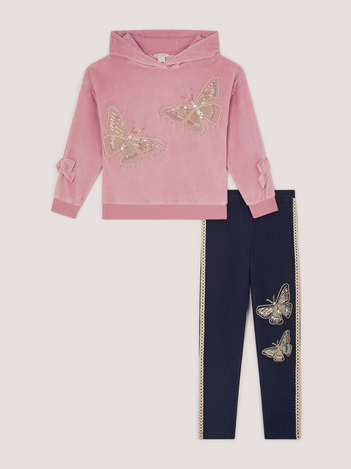 Dsiney Kidz - Monsoon Pink Sequin Butterfly Hoodie & Leggings Set image 2